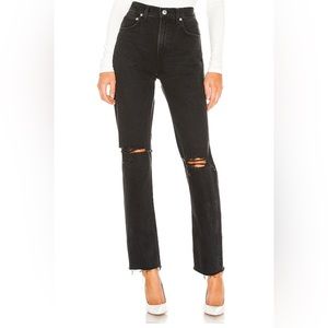 AGOLDE Cherie High Rise Straight Distressed Black